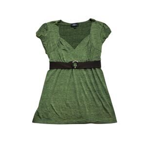 IZ Byer Y2K Babydoll Cap Sleeve Tie Back Top